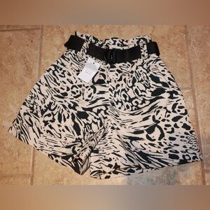 Bershka marble print black and white belted shorts SIZE 8 NWT